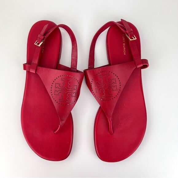 Tory Burch Shoes - Tory Burch Capri Perf Leather Sandal - Triple red